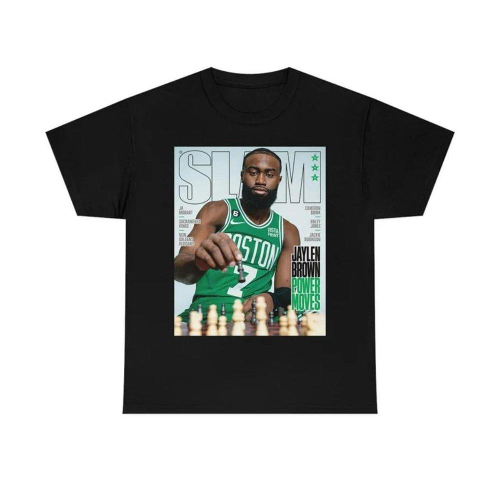 Slam Cover Tee Shirt Boston Celtics Jaylen Brown Power Moves Basketball Fan Tee